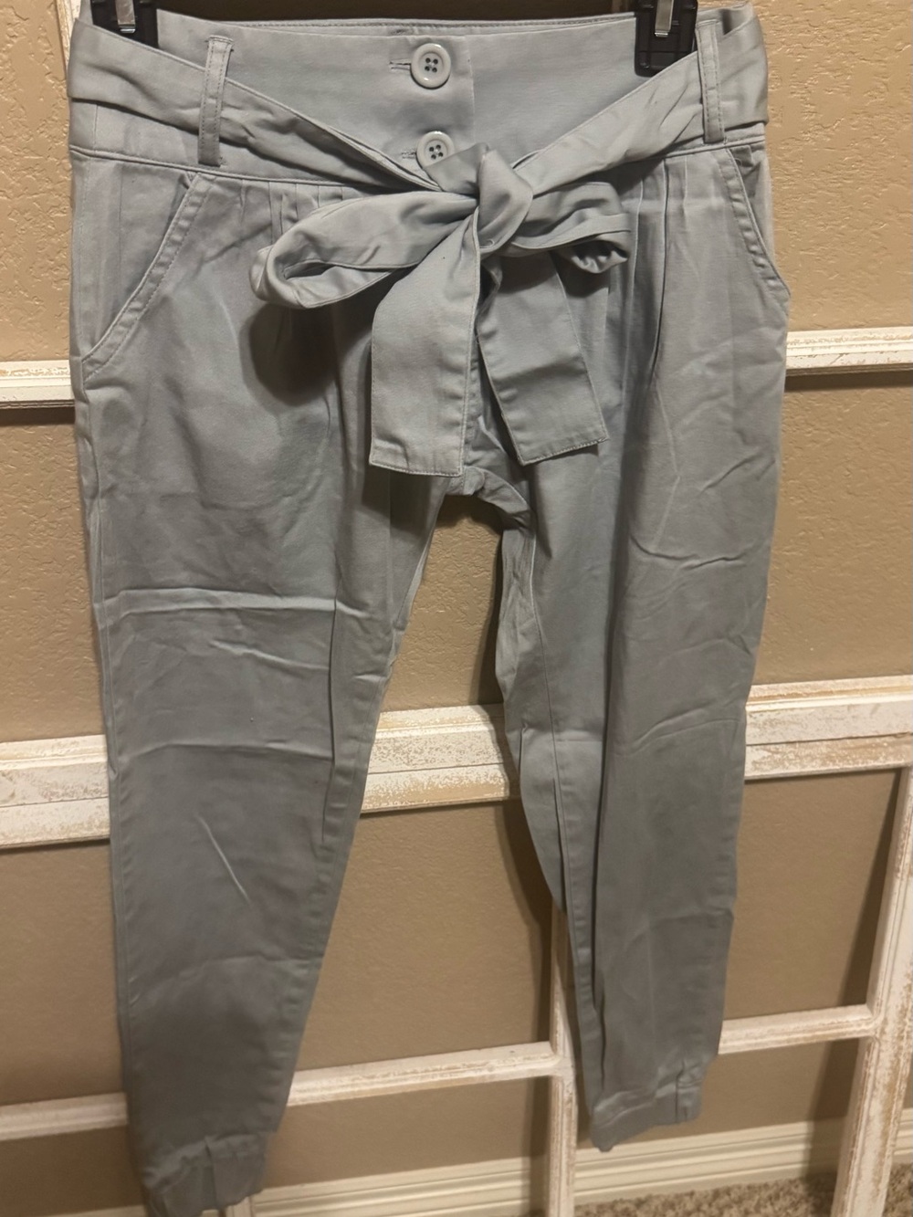 NWOT Vintage Women's Gray Tie-Waist Tapered Pants; Sz 0